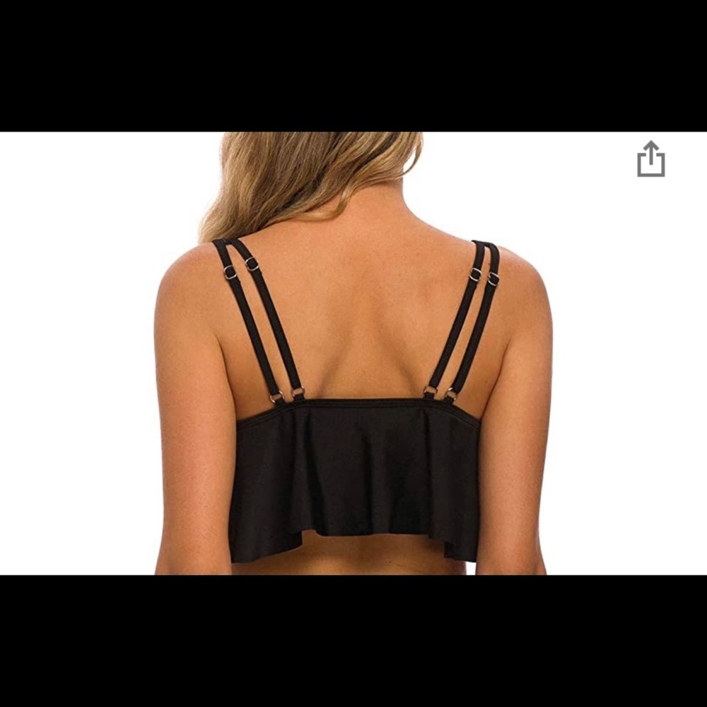 Coskaka Black Flounce Tankini Top- Medium like NEW - Picture 4 of 7